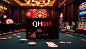 Engaged players enjoying the thrill of betting at QH88's luxurious casino.