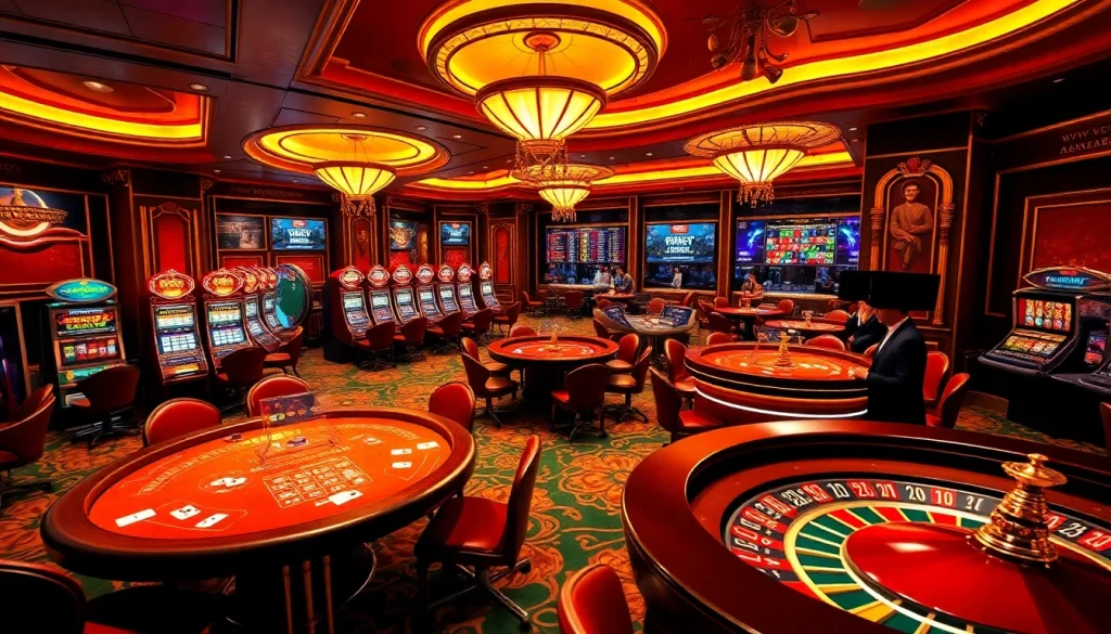 Immersive gambling scene at https://xx88.video/ featuring blackjack tables, poker chips, and a roulette wheel.