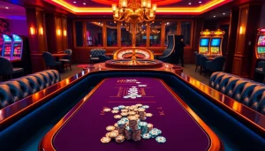 Experience the thrill of the ph365 blue edition with vibrant casino gaming visuals showcasing tables and chips.