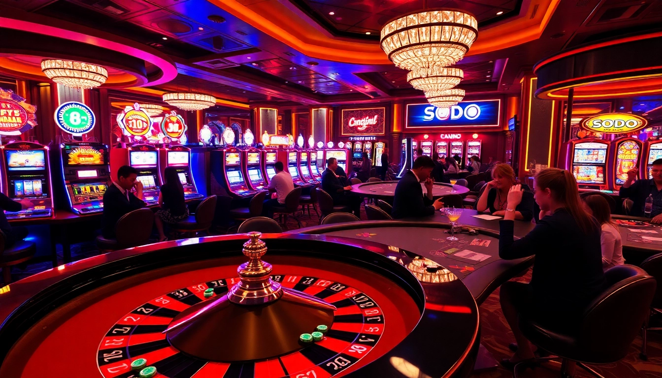 SODO casino scene showcasing roulette table excitement and elegant gaming atmosphere.