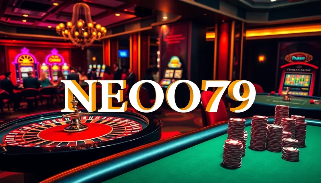 Players enjoying the thrill of NEO79 casino gaming at a vibrant roulette table.