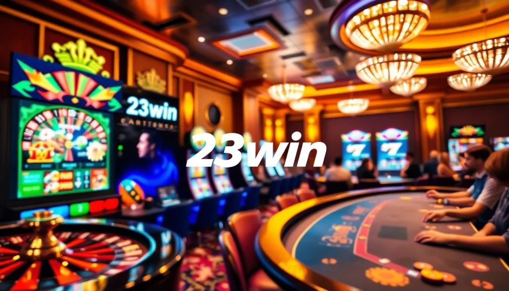 23win online casino showcasing vibrant slot machines and roulette action for eager players.