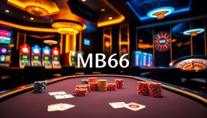 Experience thrilling gameplay at MB66's high-stakes poker table with vibrant casino visuals.