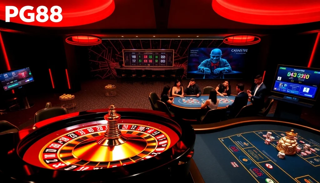 Experience thrilling gaming at PG88 with players enjoying vibrant table games and a lively atmosphere.