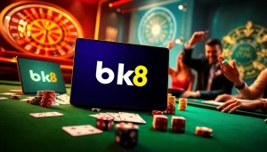 Experience the thrill of gameplay at bk8 Thailand with a luxurious casino scene featuring significant gaming elements.