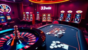 Experience the thrill of winning at 33win with stylish casino elements and gaming interfaces.