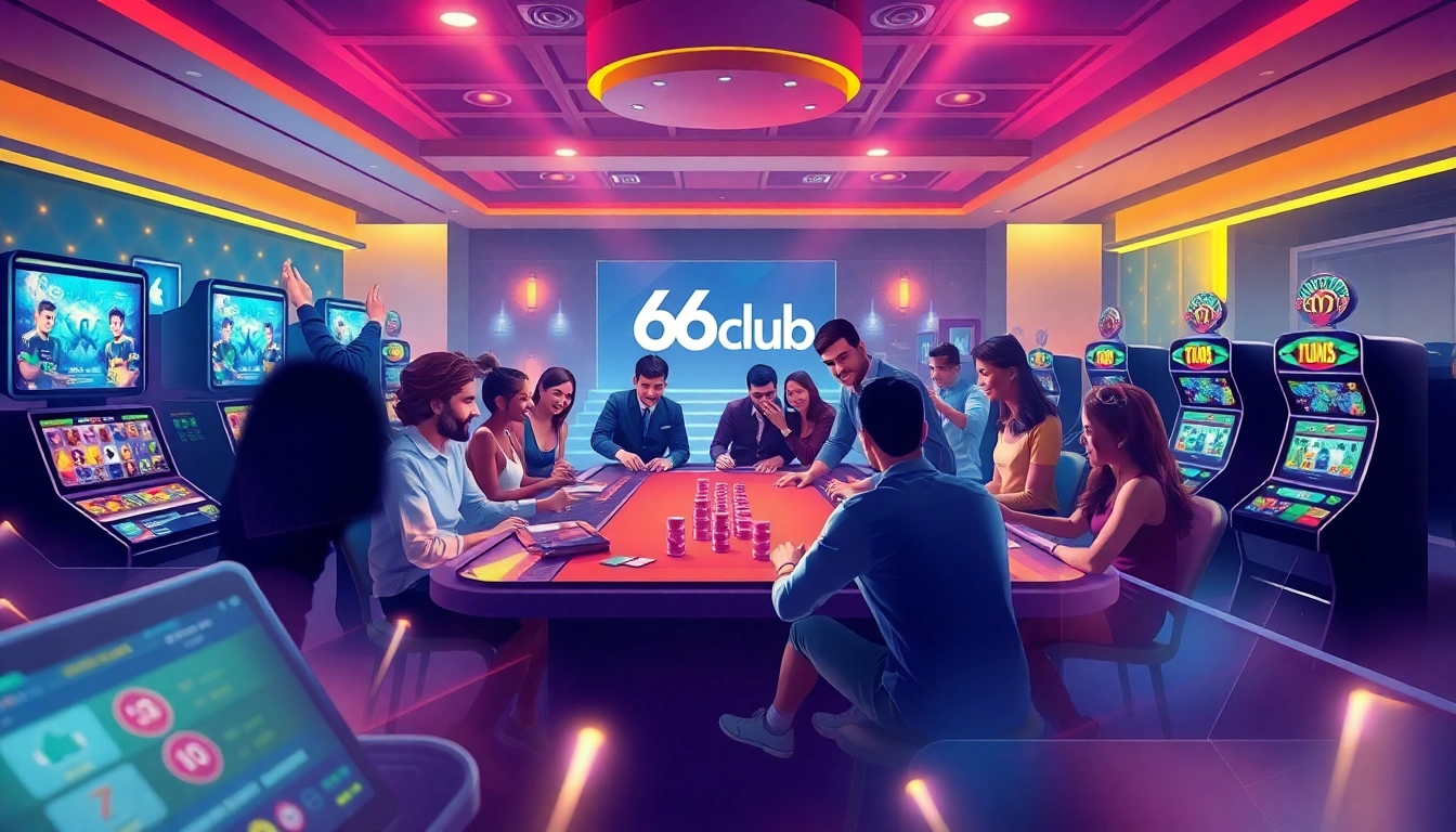 Exciting virtual gaming experience at 66club showcasing diverse players in a vibrant casino atmosphere.