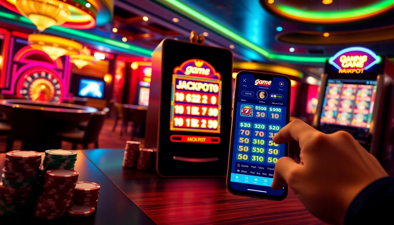 Player engaging with game nổ hũ slot machine featuring dynamic jackpot spins and vibrant casino chips