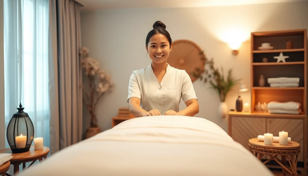 Relaxing 수원출장마사지 environment with a friendly therapist and soothing ambiance.