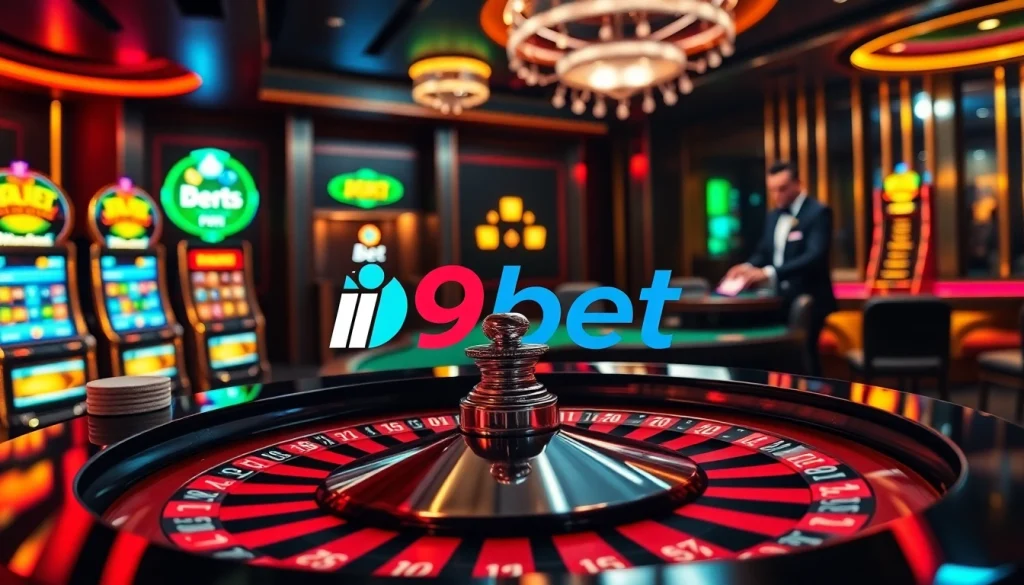 Experience the dynamic excitement of i9bet with vibrant casino visuals featuring roulette, poker, and more.