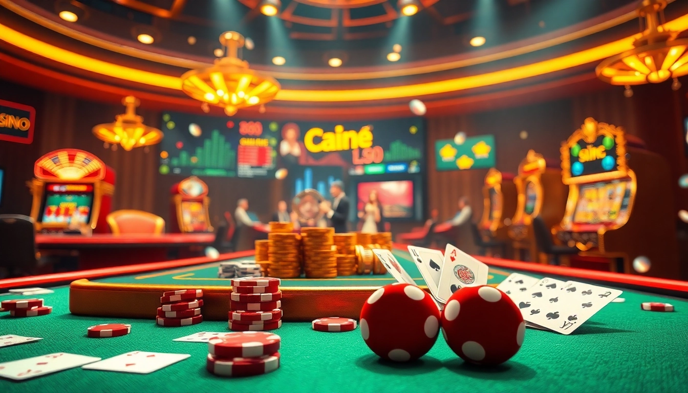 Experience luxurious online gaming at nhà cái lu88 with vibrant casino tables, cards, and slot machines.