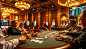 Engage in thrilling casino gaming at https://jun88site.com/ with vibrant poker tables and colorful chips.