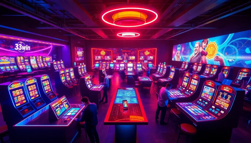 Engaging online casino scene featuring games from 33win.global in a vibrant, exciting atmosphere.