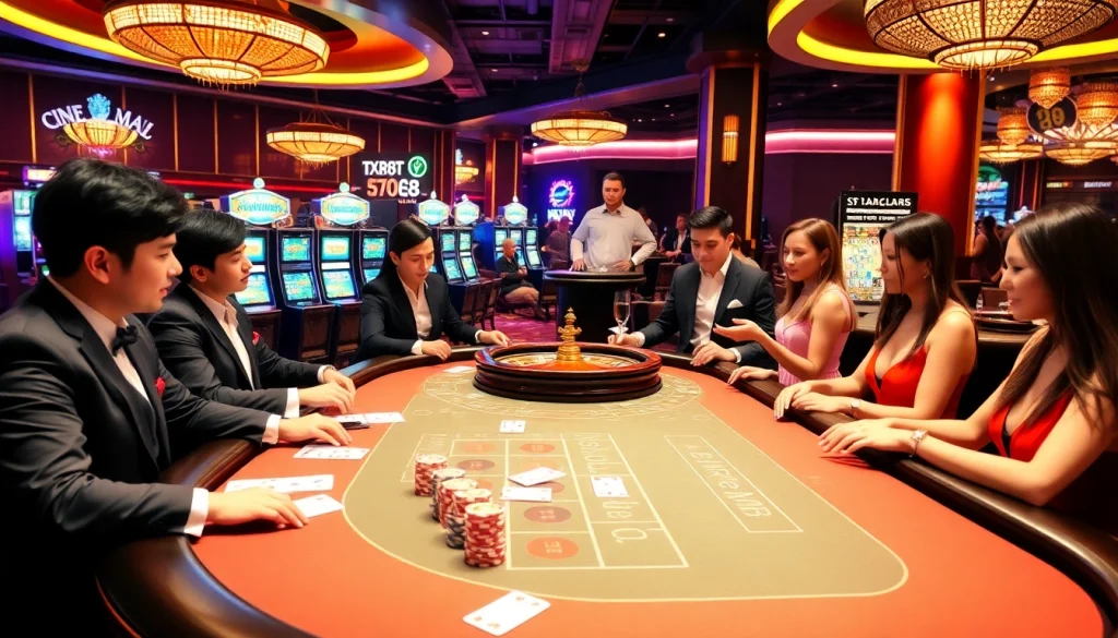 Engaging baccarat game scene at https://xx88.us/ with vibrant casino atmosphere.