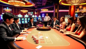 Engaging baccarat game scene at https://xx88.us/ with vibrant casino atmosphere.