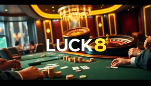 Experience luxury gaming at LUCK8 with vibrant casino tables and engaging players.