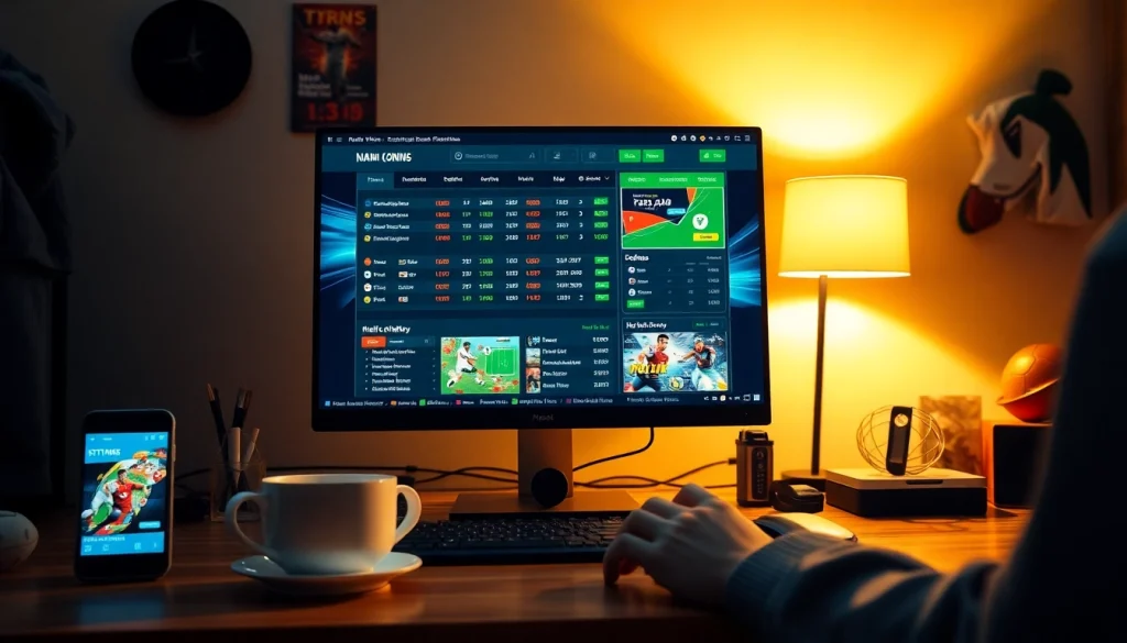 Engaging online betting scene showcasing nhacaiuytin.us.com with modern interfaces and user-friendly design.