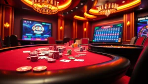 Experience high-stakes gameplay with vibrant poker chips and cards on https://gg88com.pro/ casino table.