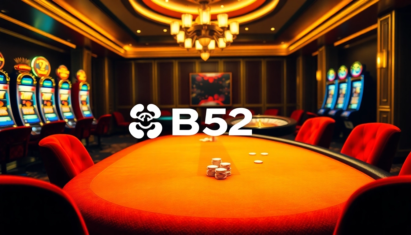 B52 platform offering a thrilling online gambling experience with vibrant casino visuals.