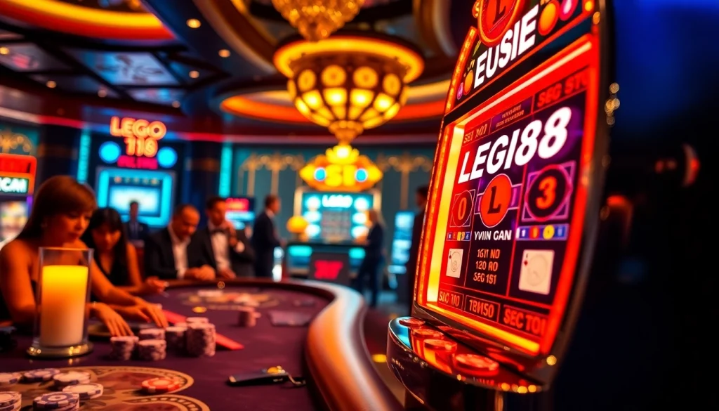 Engage in thrilling gameplay at LEGO138's high-stakes slot machine, showcasing vibrant casino excitement.