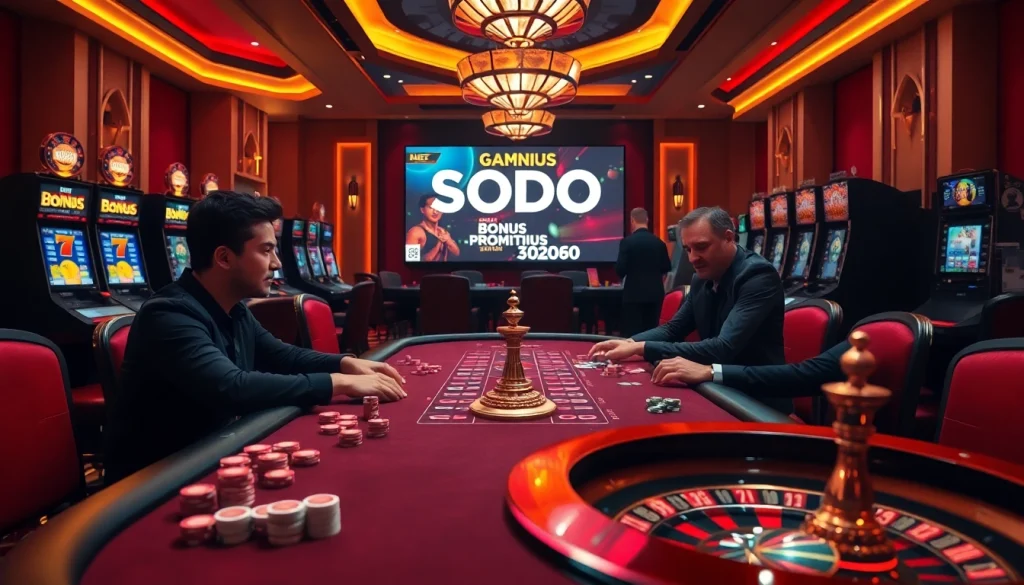 SODO casino scene with players engaged in high-stakes poker amidst luxurious decor.